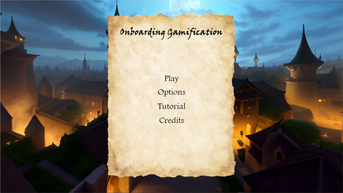 Image of gamified onboarding course main menu