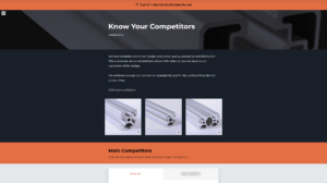 Interactive course section focusing on competitor analysis to improve sales course outcomes and customer satisfaction.