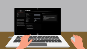UP Pickup Tutorial - A laptop displaying settings for disabling passwords during the preparation process for a UPS pickup.