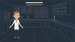 Cartoon-style (Vyond) educational explainer video scene showing explainer video production for education in a kitchen setting