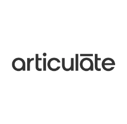 Articulate 360 white-centered logo, representing tools like Storyline and Rise for building custom eLearning and gamified training modules.