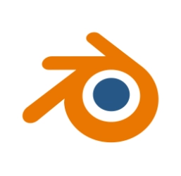 Blender logo in orange and blue, used for 3D modeling, animation, and motion design elements in interactive learning content.