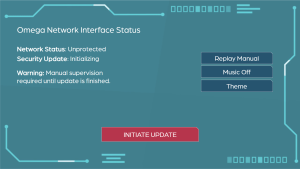 Cybersecurity eLearning UI showing mission control dashboard for employee cyber hygiene training.