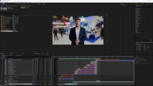 Adobe After Effects timeline editing an AI-based training video for customs value declaration microlesson.