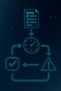 AI for Learning and Development illustration of workflow diagram with arrows and icons, showing AI workflow automation in learning and LMS integration.