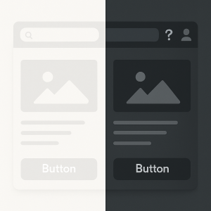 Split screen UI design showing inaccessible low-contrast version versus corrected high-contrast version.